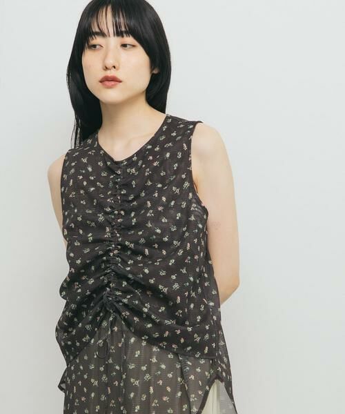 KBF / ケービーエフ シャツ・ブラウス | フラワープリントメッシュトップス | 詳細3