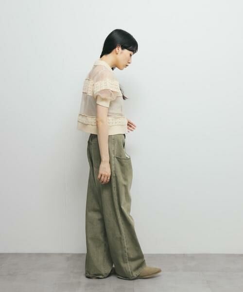 KBF / ケービーエフ シャツ・ブラウス | クロシェニットドッキングブラウス | 詳細6