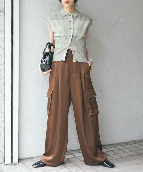 KBF / ケービーエフ その他パンツ | サテンカーゴパンツ(ブラウン)