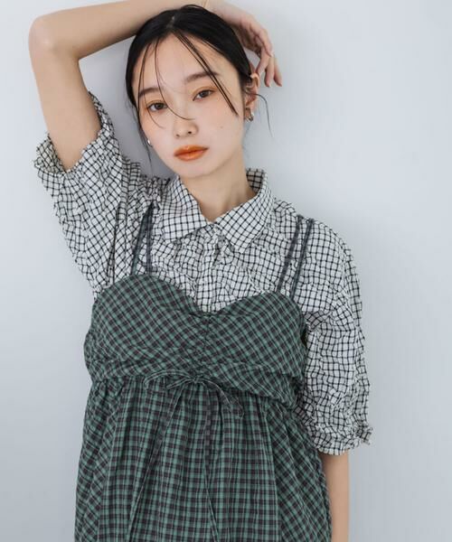 KBF / ケービーエフ ワンピース | ドロストチェックキャミワンピース | 詳細1