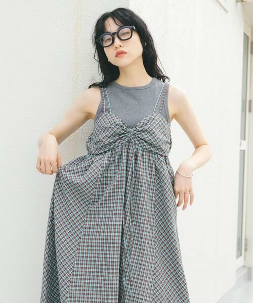 KBF / ケービーエフ ワンピース | ドロストチェックキャミワンピース | 詳細22