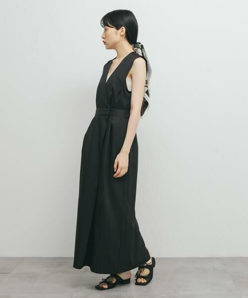 KBF / ケービーエフ ワンピース | カシュクールラップジャンパースカート(ブラック)