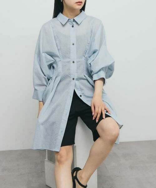 KBF / ケービーエフ ワンピース | ウエストタックシアーストライプミニワンピース | 詳細1