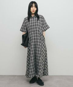 KBF / ケービーエフ ワンピース | チェックWIDEフレアワンピース