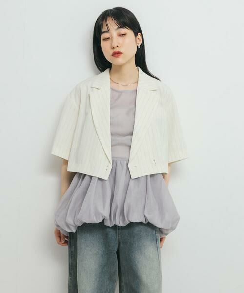 KBF / ケービーエフ その他アウター | ストライプショートジャケット | 詳細4