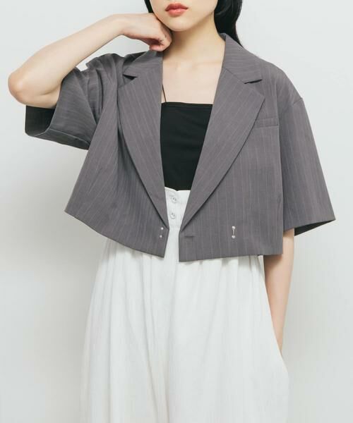 KBF / ケービーエフ その他アウター | ストライプショートジャケット | 詳細11