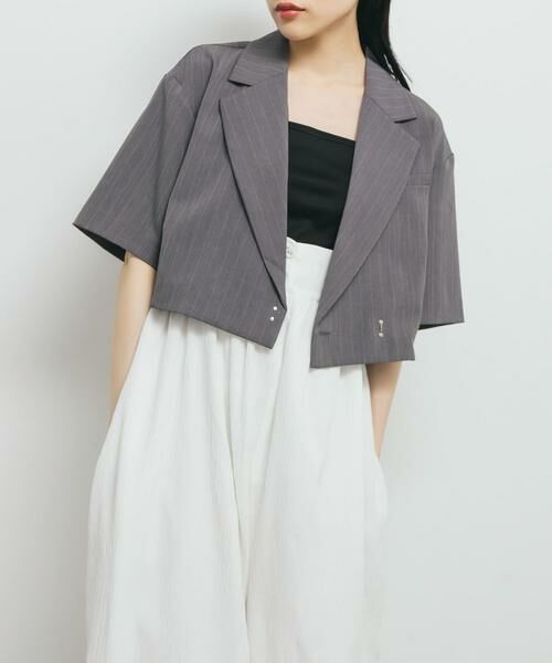 KBF / ケービーエフ その他アウター | ストライプショートジャケット | 詳細13