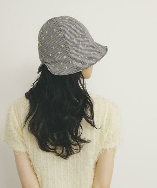 KBF/ケービーエフ 刺繍チェックチューリップHAT ブラック系その他 one KBF/ケービーエフ 刺繍チェックチューリップHAT ブラック系その他 one