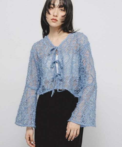KBF / ケービーエフ カーディガン・ボレロ | フェザーメッシュカーディガン | 詳細1