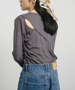 KBF / ケービーエフ Tシャツ | シアーリブデザインカットソー