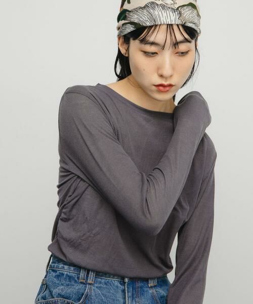 KBF / ケービーエフ Tシャツ | シアーリブデザインカットソー | 詳細9