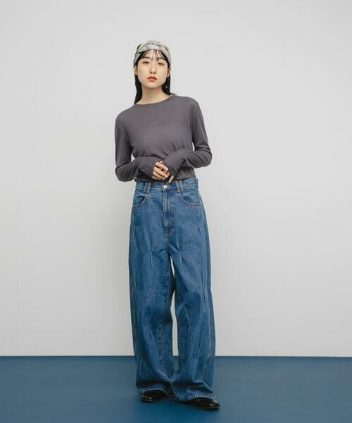 KBF / ケービーエフ Tシャツ | シアーリブデザインカットソー | 詳細12