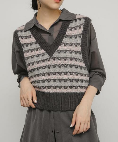 KBF / ケービーエフ ベスト | シアージャガードニットベスト | 詳細10