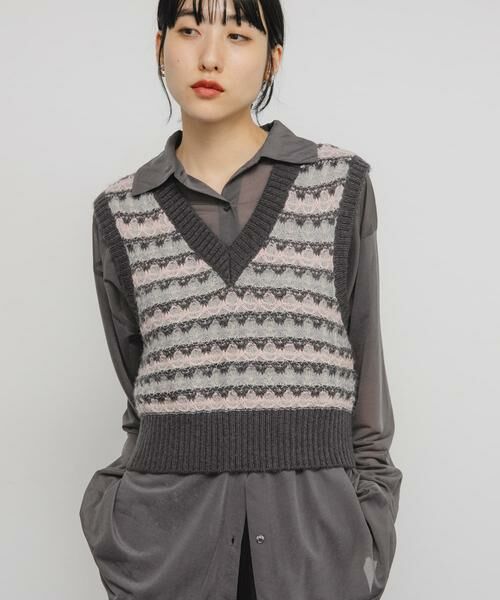 KBF / ケービーエフ ベスト | シアージャガードニットベスト | 詳細14