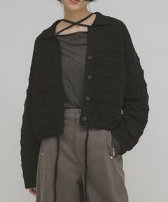 KBF / ケービーエフ カーディガン・ボレロ | 透かし編みキーネックカーディガン