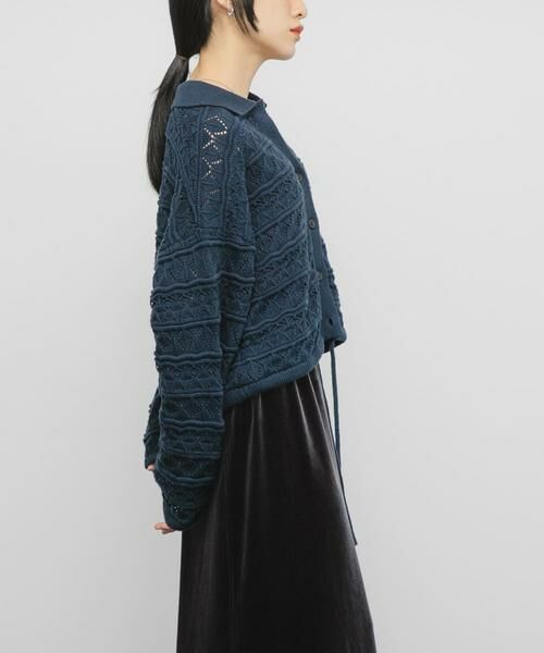 KBF / ケービーエフ カーディガン・ボレロ | 透かし編みキーネックカーディガン | 詳細4