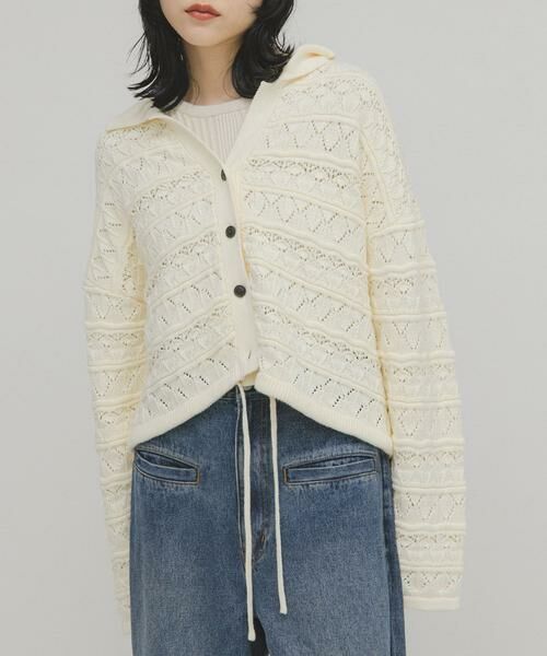 KBF / ケービーエフ カーディガン・ボレロ | 透かし編みキーネックカーディガン | 詳細14