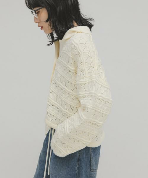 KBF / ケービーエフ カーディガン・ボレロ | 透かし編みキーネックカーディガン | 詳細16