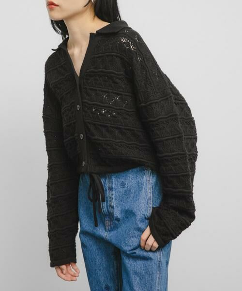 KBF / ケービーエフ カーディガン・ボレロ | 透かし編みキーネックカーディガン | 詳細26