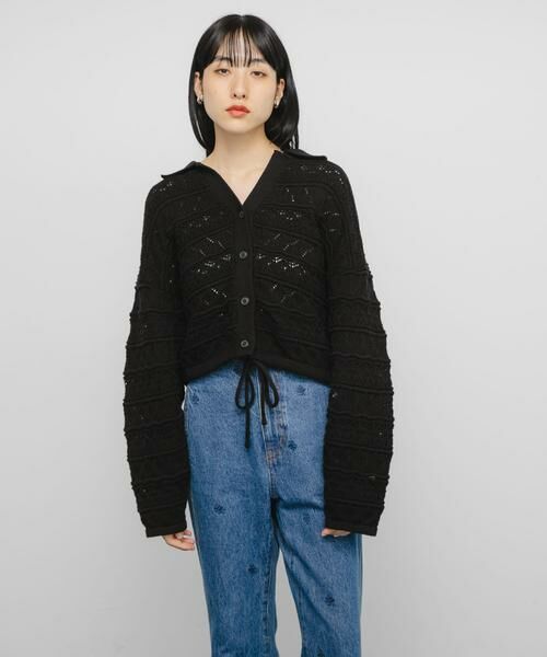 KBF / ケービーエフ カーディガン・ボレロ | 透かし編みキーネックカーディガン | 詳細27