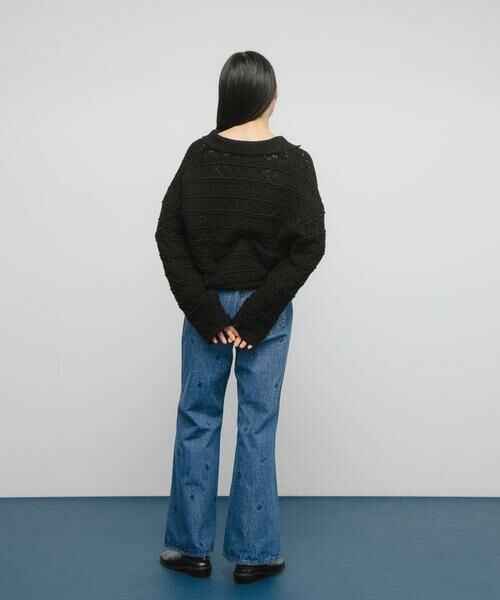 KBF / ケービーエフ カーディガン・ボレロ | 透かし編みキーネックカーディガン | 詳細29