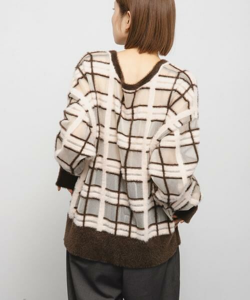 KBF / ケービーエフ ニット・セーター | シアーチェックフェザーニット | 詳細3