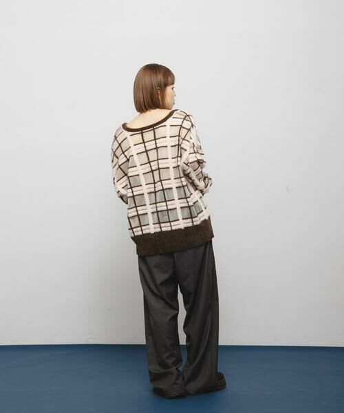 KBF / ケービーエフ ニット・セーター | シアーチェックフェザーニット | 詳細6