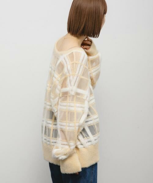 KBF / ケービーエフ ニット・セーター | シアーチェックフェザーニット | 詳細11