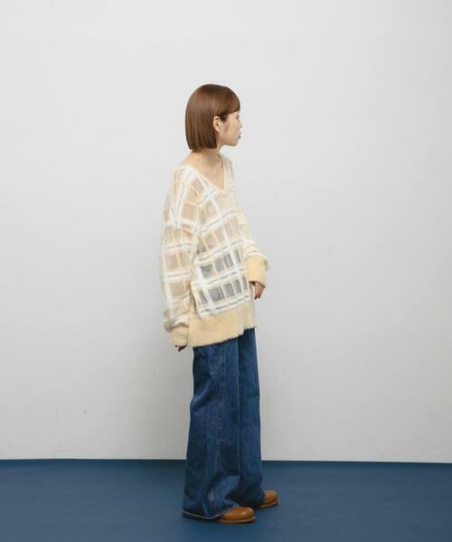 KBF / ケービーエフ ニット・セーター | シアーチェックフェザーニット | 詳細13