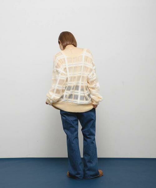 KBF / ケービーエフ ニット・セーター | シアーチェックフェザーニット | 詳細14