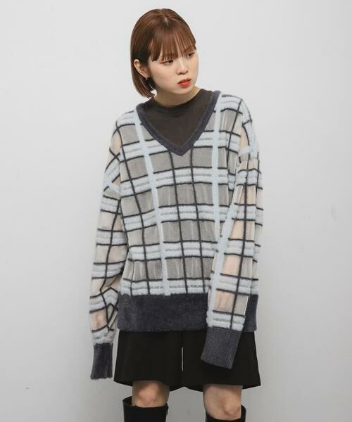 KBF / ケービーエフ ニット・セーター | シアーチェックフェザーニット | 詳細22
