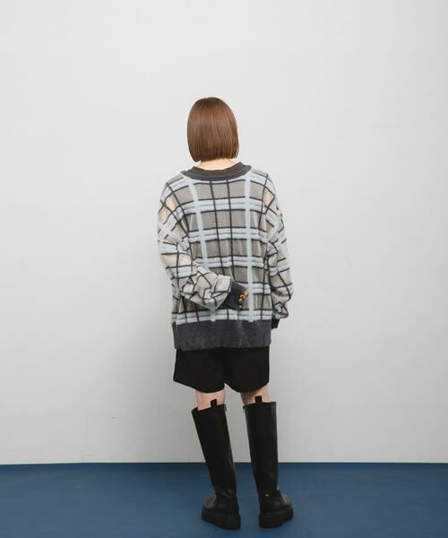 KBF / ケービーエフ ニット・セーター | シアーチェックフェザーニット | 詳細25
