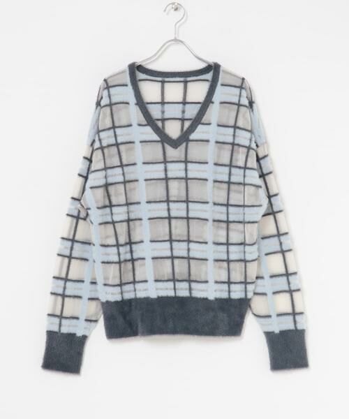KBF / ケービーエフ ニット・セーター | シアーチェックフェザーニット | 詳細26