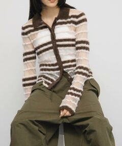 KBF / ケービーエフ ニット・セーター | シアーボーダーフェザーニット