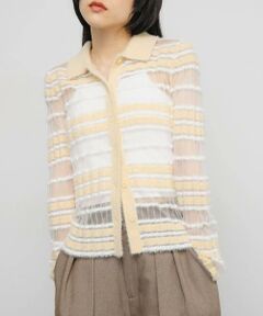 KBF / ケービーエフ ニット・セーター | シアーボーダーフェザーニット