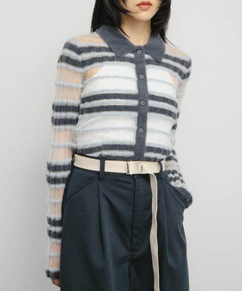 KBF / ケービーエフ ニット・セーター | シアーボーダーフェザーニット | 詳細19