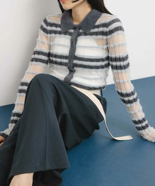 KBF / ケービーエフ ニット・セーター | シアーボーダーフェザーニット | 詳細21