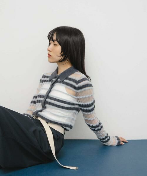 KBF / ケービーエフ ニット・セーター | シアーボーダーフェザーニット | 詳細22