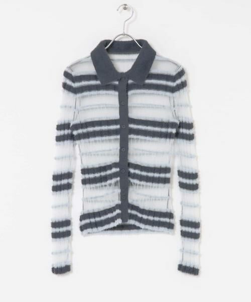 KBF / ケービーエフ ニット・セーター | シアーボーダーフェザーニット | 詳細25