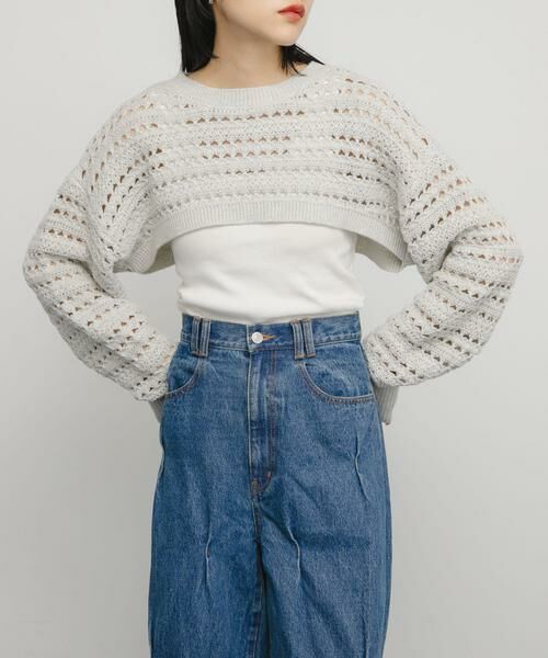 KBF / ケービーエフ ニット・セーター | 透かし編みニットボレロ | 詳細16