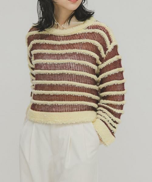 KBF / ケービーエフ ニット・セーター | シアーボーダーニット | 詳細1