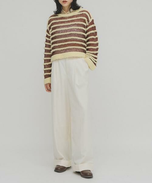 KBF / ケービーエフ ニット・セーター | シアーボーダーニット | 詳細4