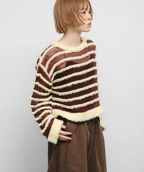 KBF / ケービーエフ ニット・セーター | シアーボーダーニット | 詳細5
