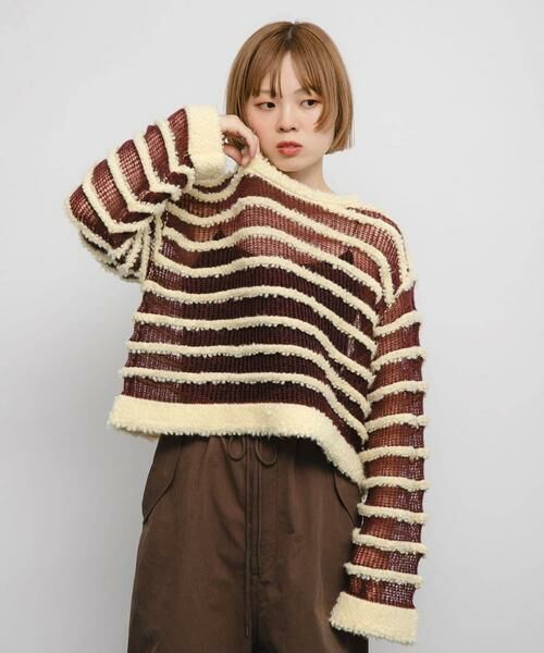 KBF / ケービーエフ ニット・セーター | シアーボーダーニット | 詳細6