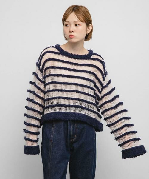 KBF / ケービーエフ ニット・セーター | シアーボーダーニット | 詳細10