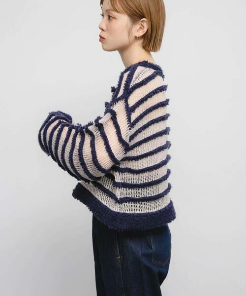 KBF / ケービーエフ ニット・セーター | シアーボーダーニット | 詳細11
