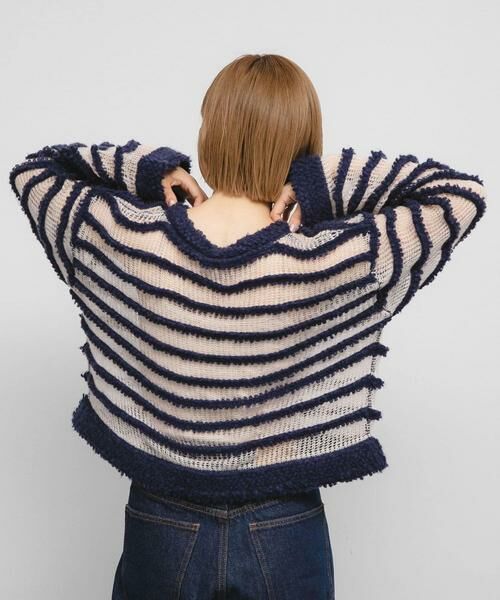 KBF / ケービーエフ ニット・セーター | シアーボーダーニット | 詳細12