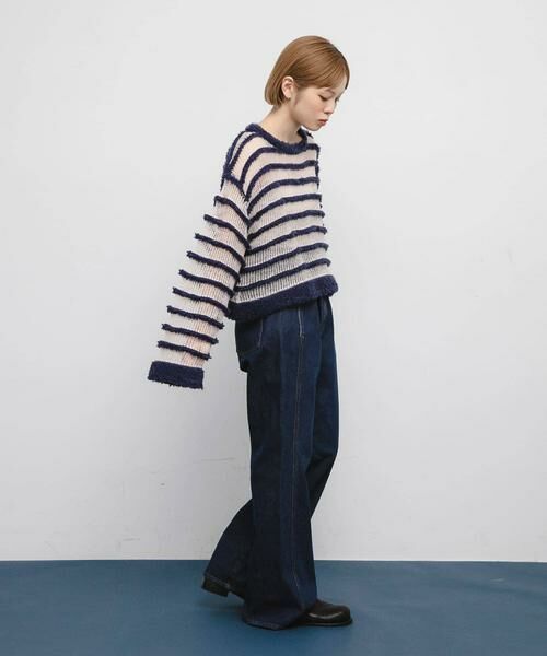 KBF / ケービーエフ ニット・セーター | シアーボーダーニット | 詳細14