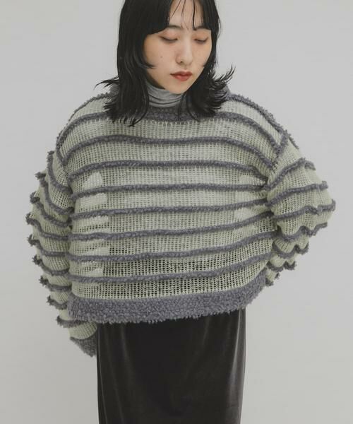 KBF / ケービーエフ ニット・セーター | シアーボーダーニット | 詳細20