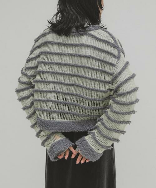 KBF / ケービーエフ ニット・セーター | シアーボーダーニット | 詳細22